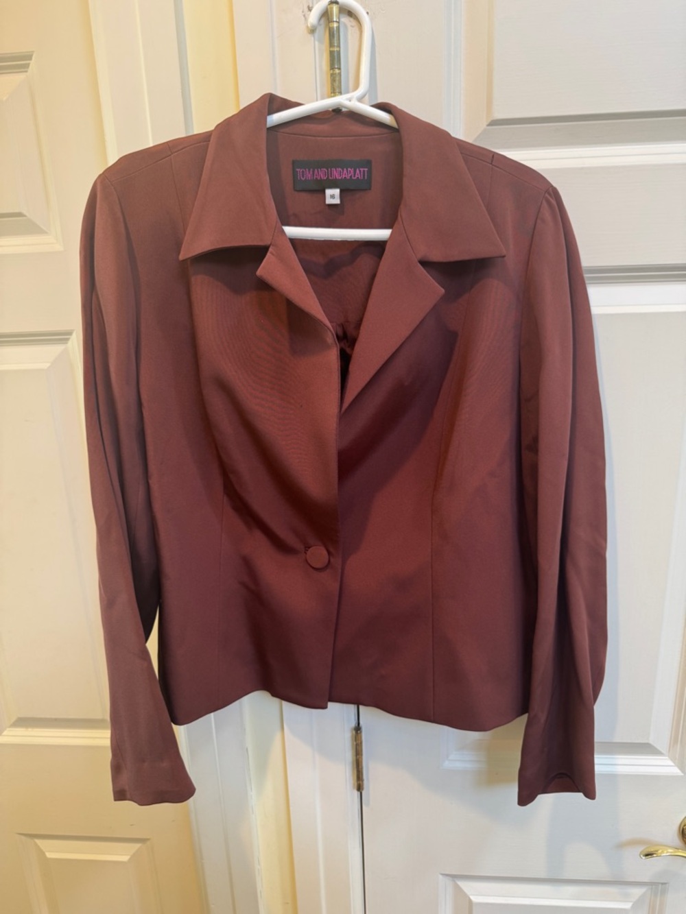 Tom & Linda Platt Burgundy Blazer